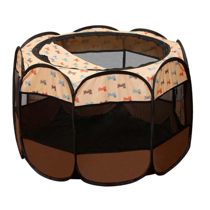 Portable Octagonal Pet Playpen with Breathable Mesh