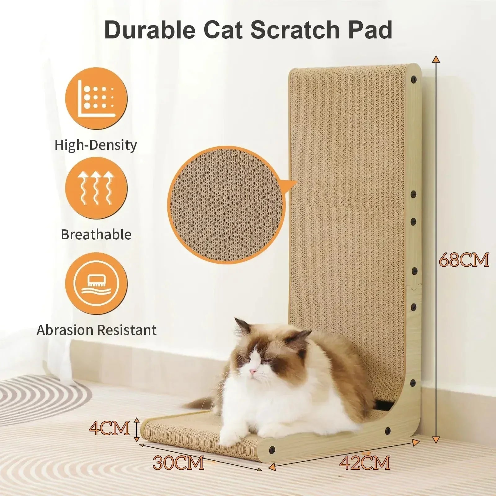 Wear-resistant Vertical Cat Scratching Post with Toy