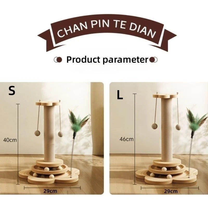 Solid Wood Cat Turntable with Sisal Scratching Board