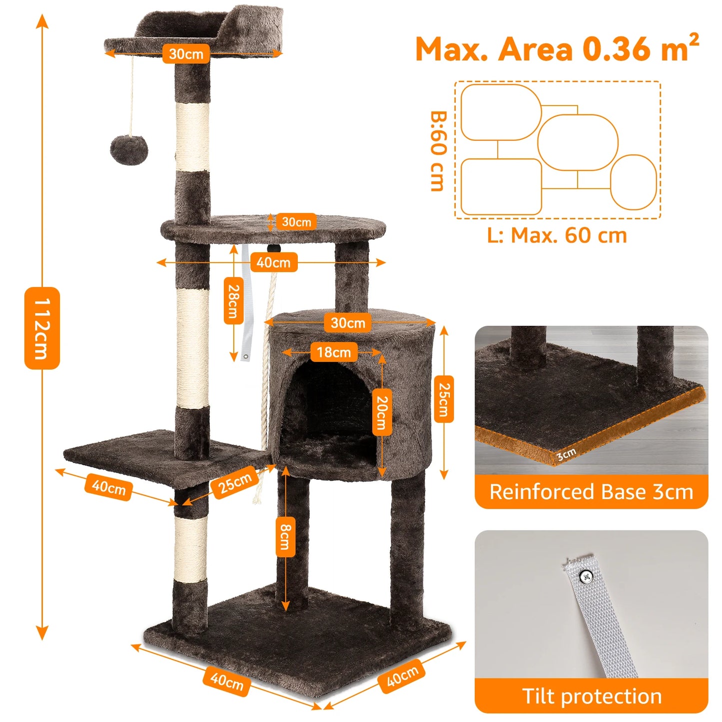 Ultimate Multi-Level Cat Tree with Scratching Posts