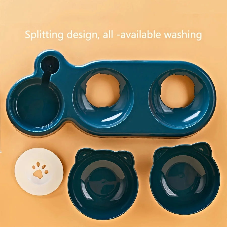 3 in 1 Cat Bowl Set with Gravity Water Feeder