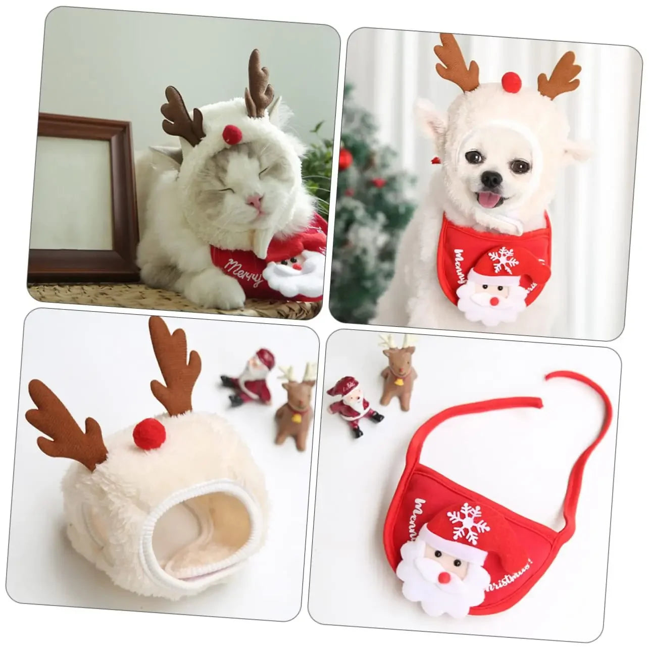 Festive Pet Christmas Hat & Saliva Towel Set