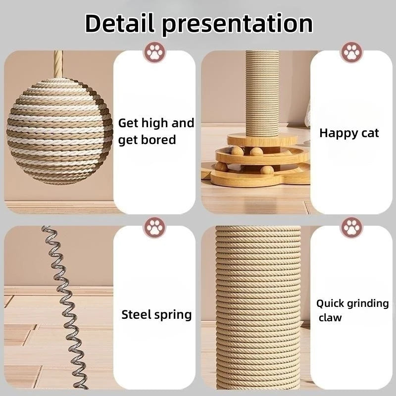 Solid Wood Cat Turntable with Sisal Scratching Board