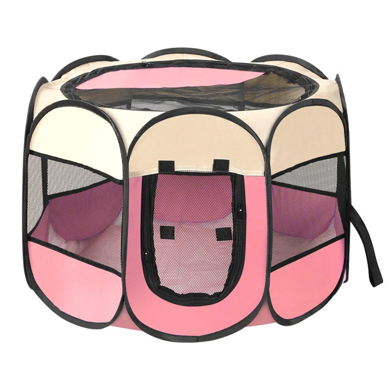 Portable Octagonal Pet Playpen with Breathable Mesh