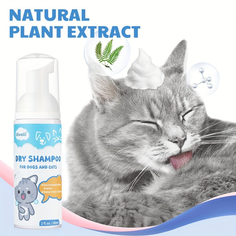 OIVOLII No-Rinse Waterless Dog & Shampoo - 2oz (60) Dry Bath Gel, Quick for Pets, Portable Bath Gel Suitable for Cats, Dogs, Pets - Waterless Washing, No Bathing Required