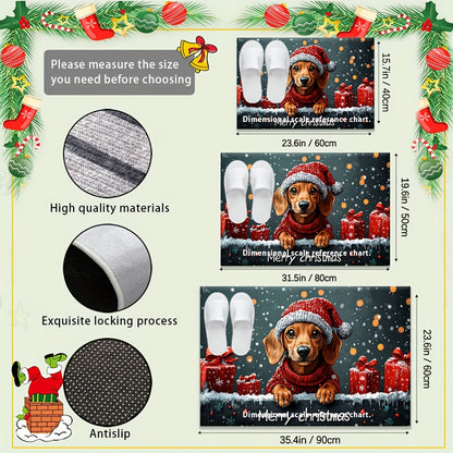 Christmas Dachshund Welcome Mat