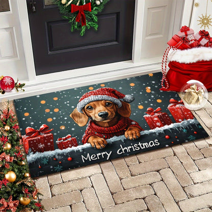 Christmas Dachshund Welcome Mat