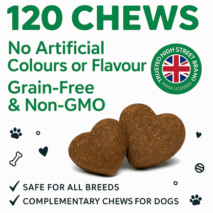 Calming Dog Treats - Dog Calming Tablets That Work, 120 Anxiety Relief Chews for Dogs, Naturally Relieves Stress, Barking, and Hyperactivity, Helping Pets Stay Calm During Fireworks and Thunderstorms