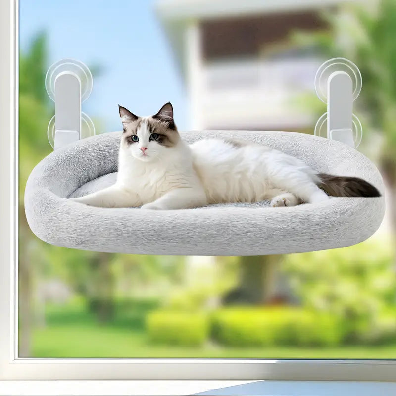 Foldable Cordless Cat Window Hammock Bed with Reversible Cover