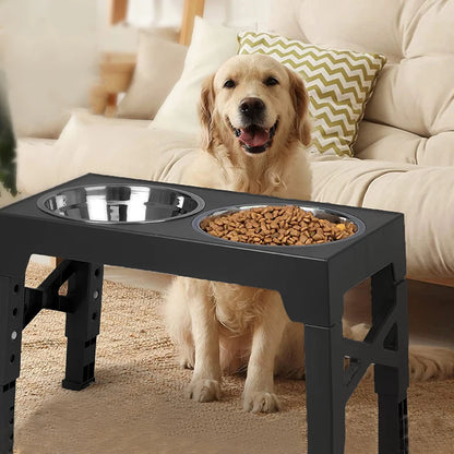 Adjustable Elevated Dog Feeder with Double Stainless Bowls