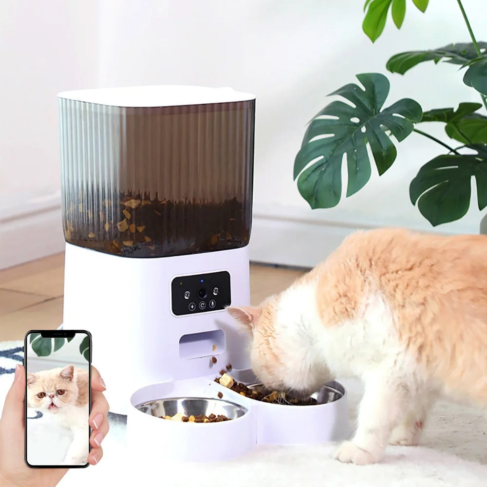 Smart Automatic Cat Feeder with Camera & Double Bowls