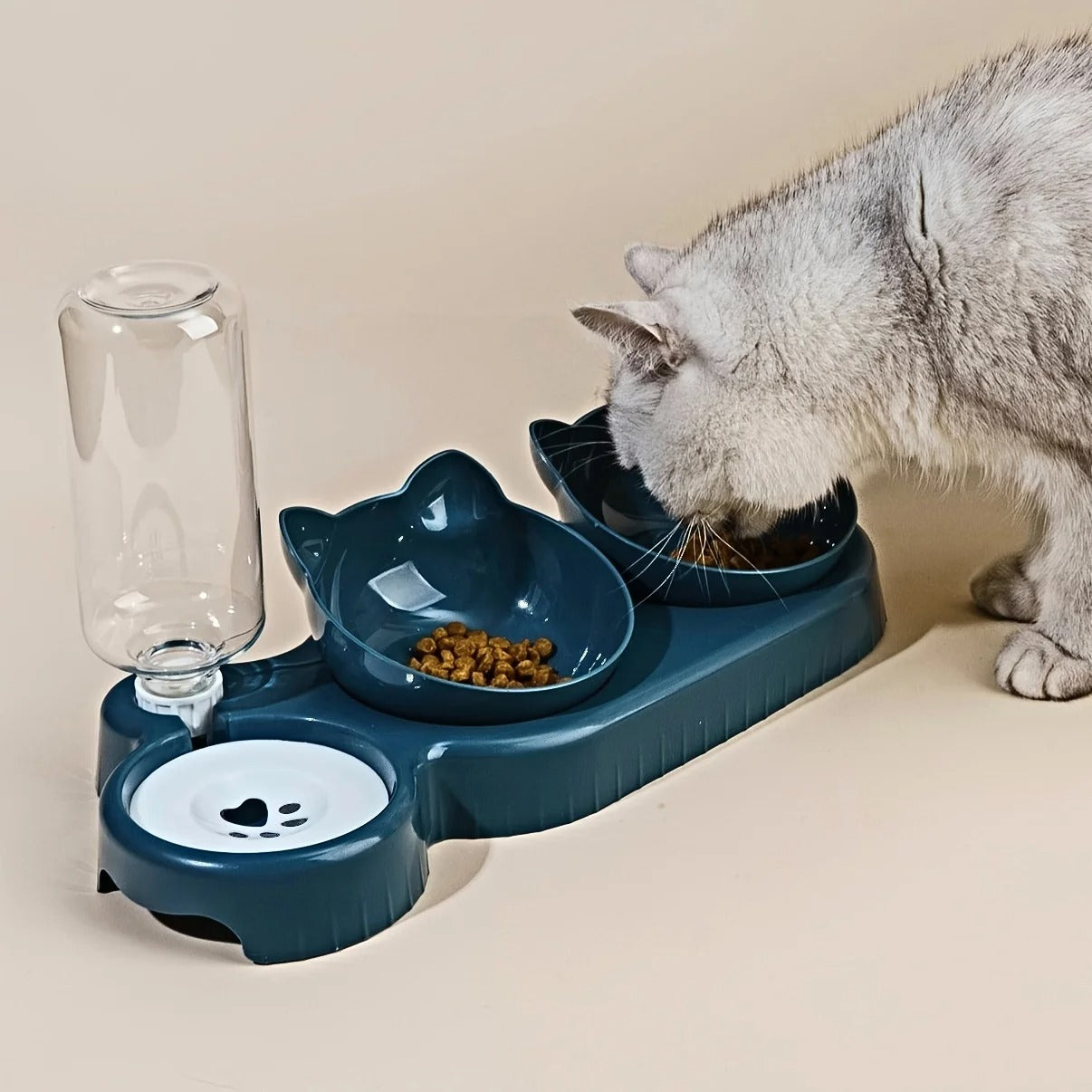 3 in 1 Cat Bowl Set with Gravity Water Feeder