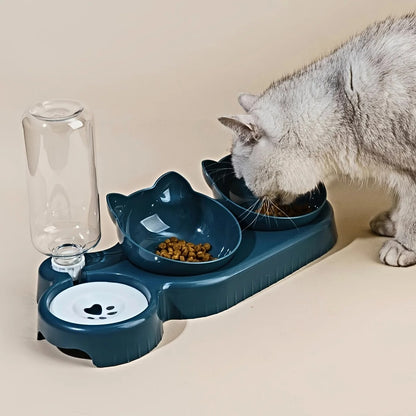 3 in 1 Cat Bowl Set with Gravity Water Feeder